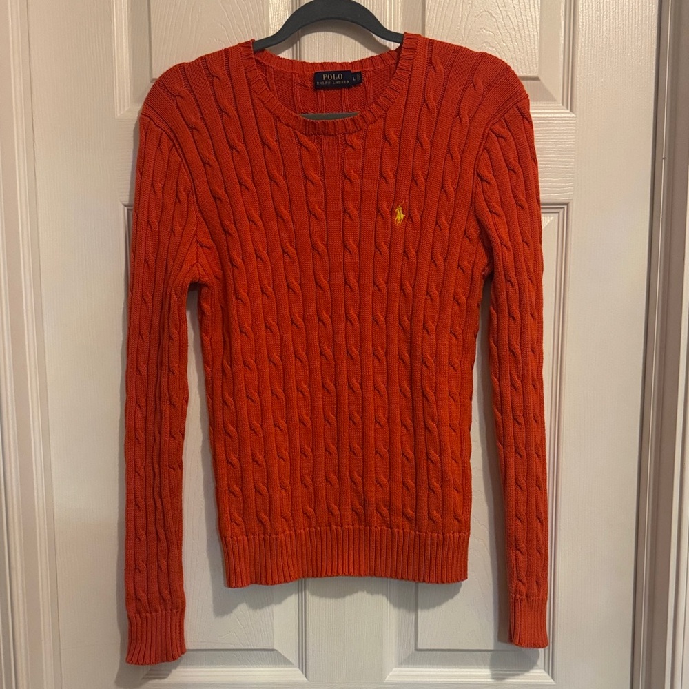 Polo by Ralph Lauren Women’s Vibrant Orange Crewneck Sweater Size Large.